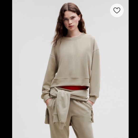 lululemon athletica Tops - Lululemon Softstreme Perfectly Oversized Cropped Crew - Riverstone - Size 6